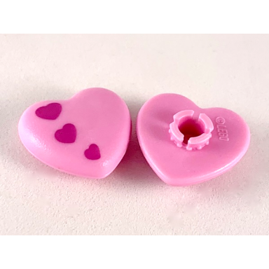 bright pink clikits icon heart 2 x 2 large with pin with 3 dark pink hearts pattern