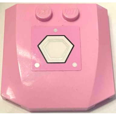 bright pink wedge 4 x 4 x 2 3 triple curved with white and silver hexagon pattern sticker - set 75973