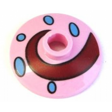bright pink dish 2 x 2 inverted radar with dark red swirl and medium blue spots pattern spongebob squarepants gary snail shell