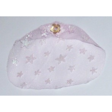 bright pink belville cloth bed veil - medium with sparkly stars pattern