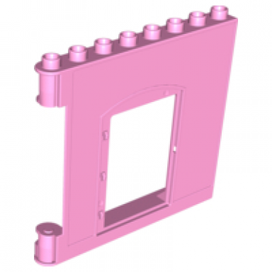 bright pink duplo wall 1 x 8 x 6 hinge on left with door opening