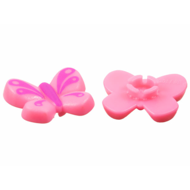 bright pink clikits icon butterfly 2 x 2 with pin with dark pink body and wing markings pattern