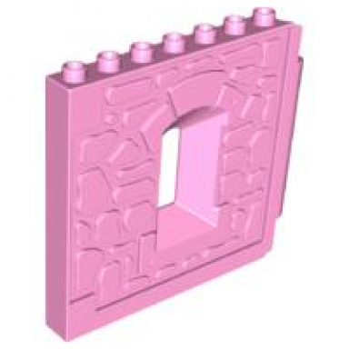 bright pink duplo wall 1 x 8 x 6 hinge on right with window opening - castle