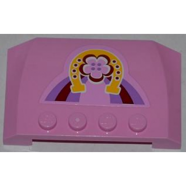 bright pink wedge 4 x 6 x 2 3 triple curved with horseshoe and flower pattern sticker - set 3186