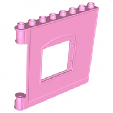 bright pink duplo wall 1 x 8 x 6 hinge on left with window opening