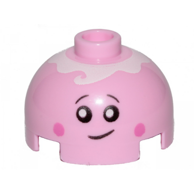 bright pink brick round 2 x 2 dome top with smile eyes with pupils pink cheeks and icing pattern