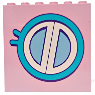 bright pink panel 1 x 6 x 5 with bright light blue dark purple medium azure and white round window pattern model right side
