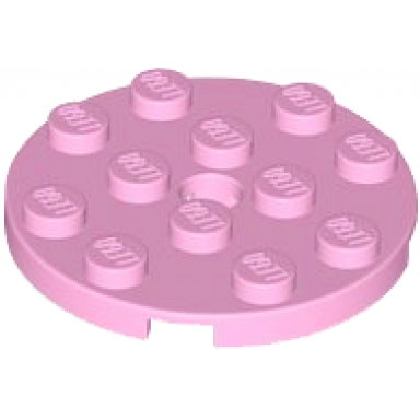 bright pink plate round 4 x 4 with hole