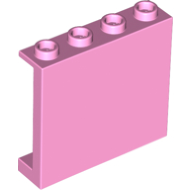 bright pink panel 1 x 4 x 3 with side supports - hollow studs