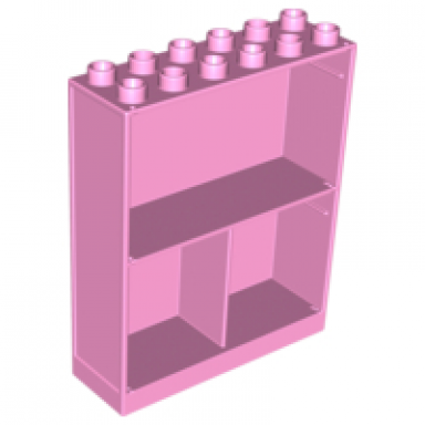 bright pink duplo wall 2 x 6 x 6 with 3 cupboards