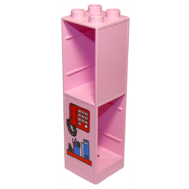 bright pink duplo wall 2 x 2 x 6 with drawer slots on two sides with telephone pattern