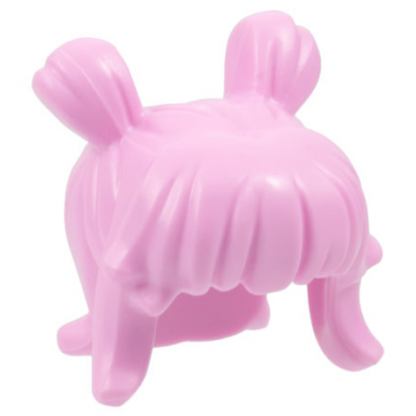 bright pink minifigure hair female space buns and thick bangs