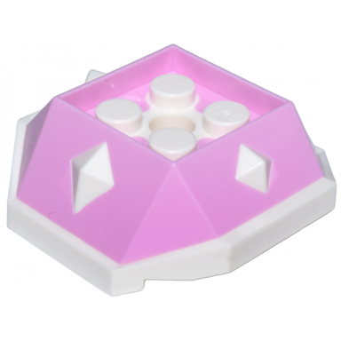 bright pink shell with 4 recessed studs and hole with molded white bottom and spikes pattern