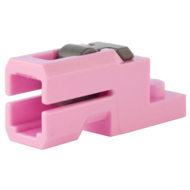 bright pink projectile launcher 1 x 2 mini blaster tile shooter with dark bluish gray trigger 69754 69755