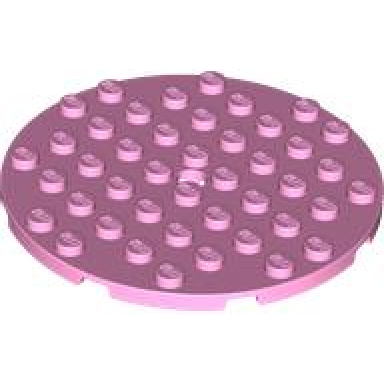 bright pink plate round 8 x 8 with hole