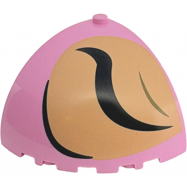 bright pink brick round corner 5 x 5 x 3 1 3 dome top with tan spot black eyebrow and eye closed pattern model left side