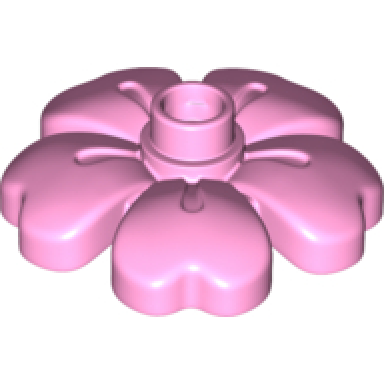 bright pink duplo plant flower 3 x 3 with 5 leaves and top stud