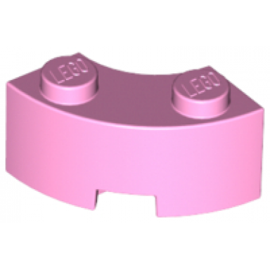 bright pink brick round corner 2 x 2 macaroni with stud notch and reinforced underside