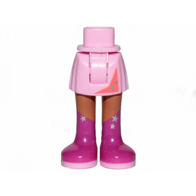 bright pink mini doll hips and skirt medium nougat legs and long magenta boots with silver stars pattern - thick hinge