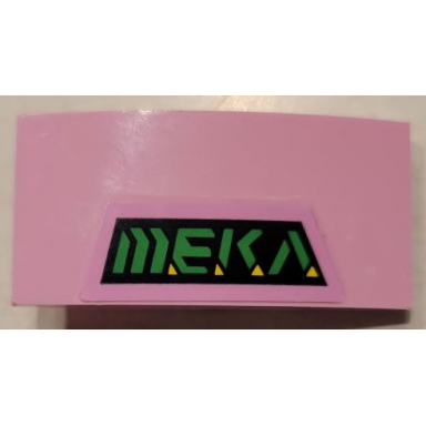 bright pink slope curved 4 x 2 with meka pattern model left side sticker - set 75973