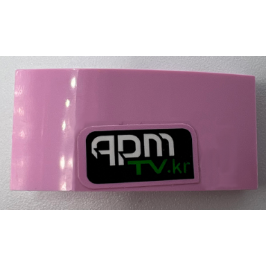 bright pink slope curved 4 x 2 with apm tv.kr pattern model right side sticker - set 75973