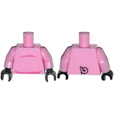 bright pink torso stomach and pig tail on reverse pattern bright pink arms black hands
