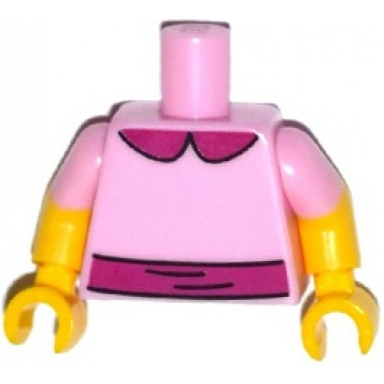 bright pink torso simpsons dress with magenta collar and belt pattern yellow arms with molded bright pink short sleeves pattern yellow hands