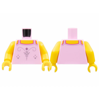 bright pink torso tank top silver dotted filigree yellow neck pattern yellow arms yellow hands