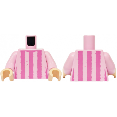 bright pink torso shirt with dark pink vertical stripes and creases pattern bright pink arms light nougat hands