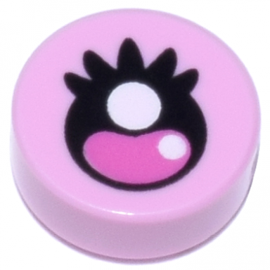 bright pink tile round 1 x 1 with black and dark pink eye with eyelashes and white highlights pattern