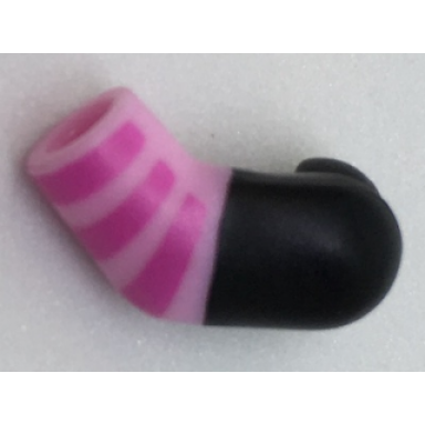 bright pink arm left with black short sleeve and dark pink stripes pattern