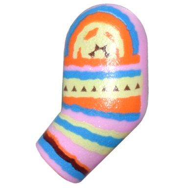 bright pink arm left with crochet stripes pattern