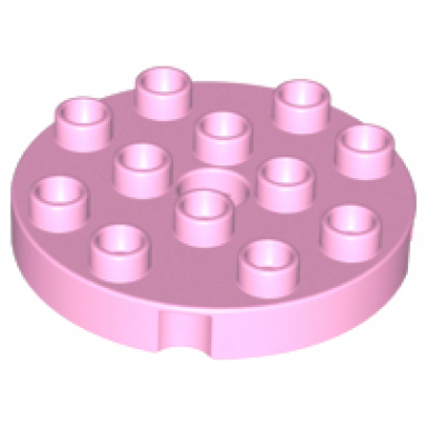 bright pink duplo plate round 4 x 4 with hole with locking ridges