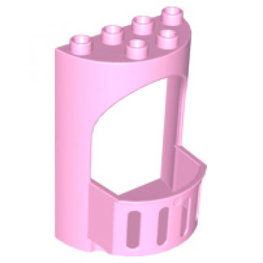 bright pink duplo wall 4 x 3 x 5 curved turret with balcony - castle