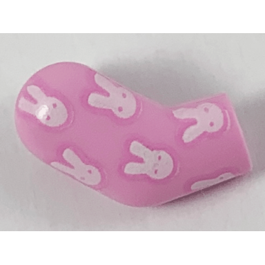 bright pink arm right with white rabbits pattern