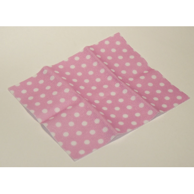 bright pink duplo cloth blanket 8 x 10 cm with white polka dots pattern