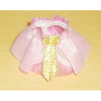 bright pink duplo wear cloth skirt with gold ribbon