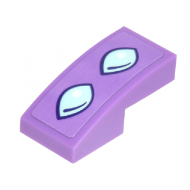 medium lavender slope curved 2 x 1 x 2 3 with bright light blue geometric dragon scales pattern sticker - set 41178