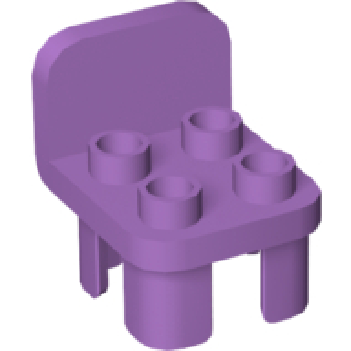medium lavender duplo furniture chair with 4 studs and rounded back