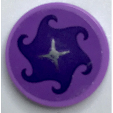 medium lavender tile round 2 x 2 with bottom stud holder with swirl seat cushion pattern sticker - set 40307