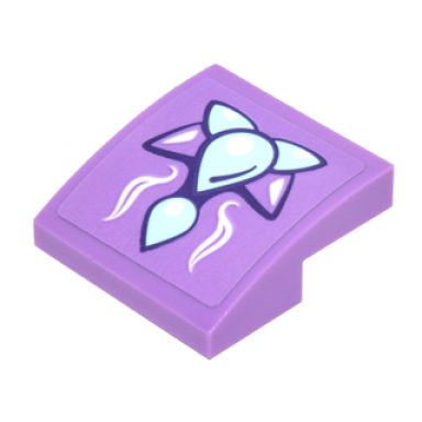 medium lavender slope curved 2 x 2 x 2 3 with medium lavender and bright light blue geometric dragon scales pattern sticker - set 41178