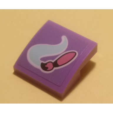 medium lavender slope curved 2 x 2 x 2 3 with bright pink paint brush and light aqua paint swirl pattern sticker - set 41351