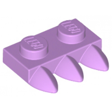 medium lavender plate modified 1 x 2 with 3 teeth