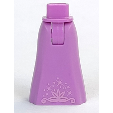 medium lavender mini doll hips and skirt full length with swirling floral design and stardust pattern - thick hinge