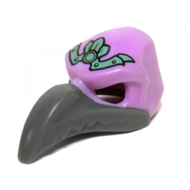 medium lavender minifigure headgear mask bird vulture with dark bluish gray beak and sand green headpiece pattern