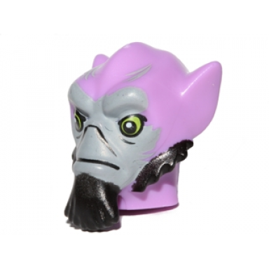 medium lavender minifigure head modified sw lasat with light bluish gray face black beard and sideburns pattern garazeb zeb orrelios