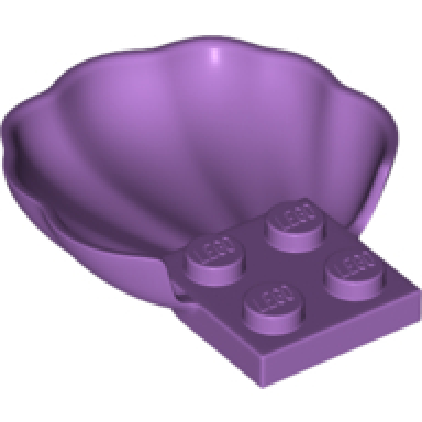 medium lavender clam scallop shell with 4 studs