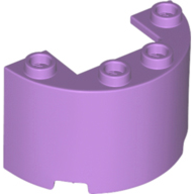 medium lavender cylinder half 2 x 4 x 2 with 1 x 2 cutout