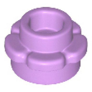 medium lavender plate round 1 x 1 with flower edge 5 petals