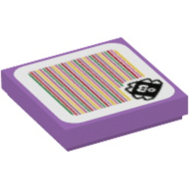 medium lavender tile 2 x 2 with super mario scanner code urchin pattern sticker - set 71361